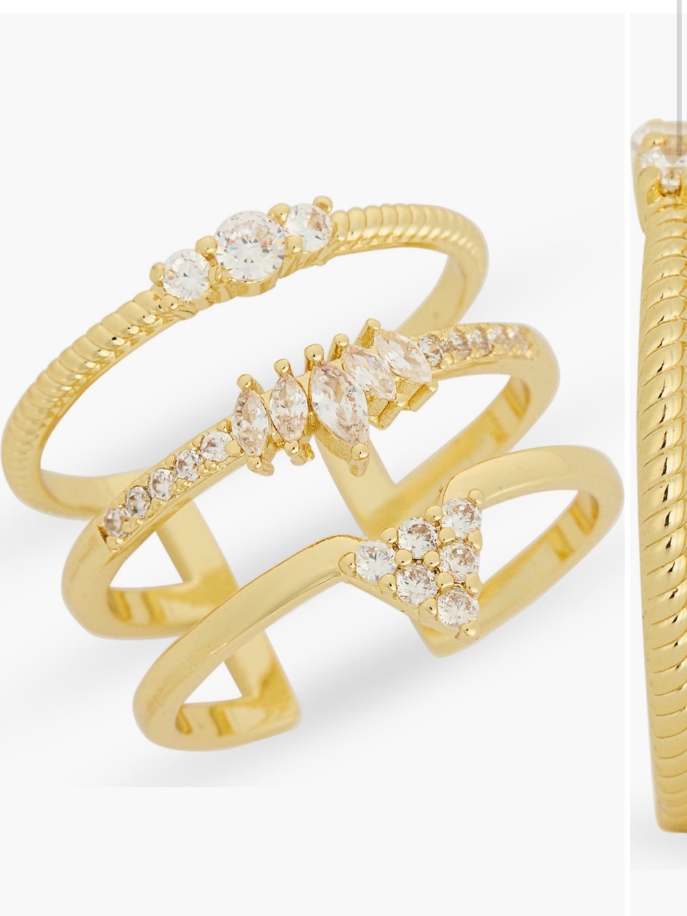Nordstrom Gold-Tone Layered Cubic Zirconia Statement Ring - Gold